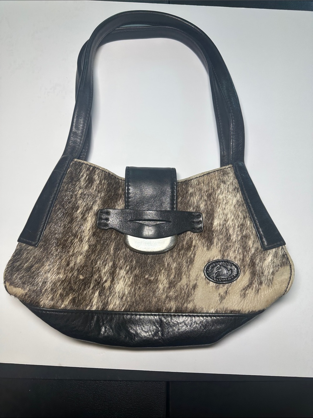 Vintage Sergio Collection Brindle Hair-on-Hide Shoulder Purse Western Leather